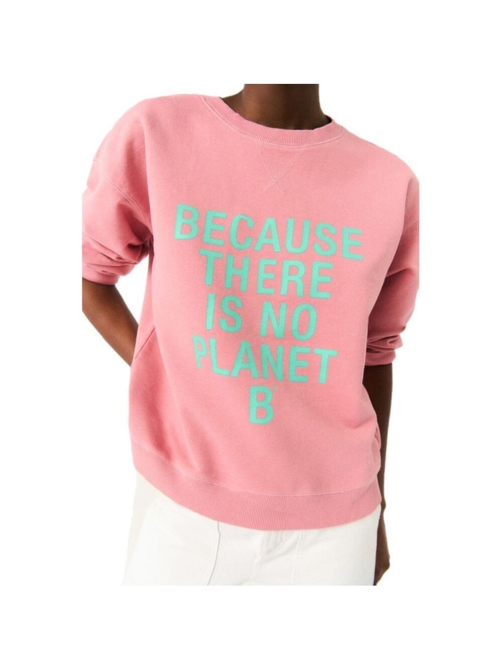 Ecoalf Pink Sweatshirt with No Planet B Text 50/50 Organic & Recycled Cotton